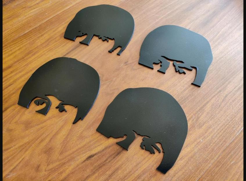 The Beatles wood Painted in black Wall Art - Hangings - Set of 4 heads shadows