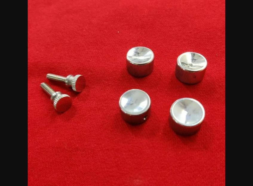 4 pcs set aluminum Burns style knobs + 2 strap bolts John Lennon Rickenbacker