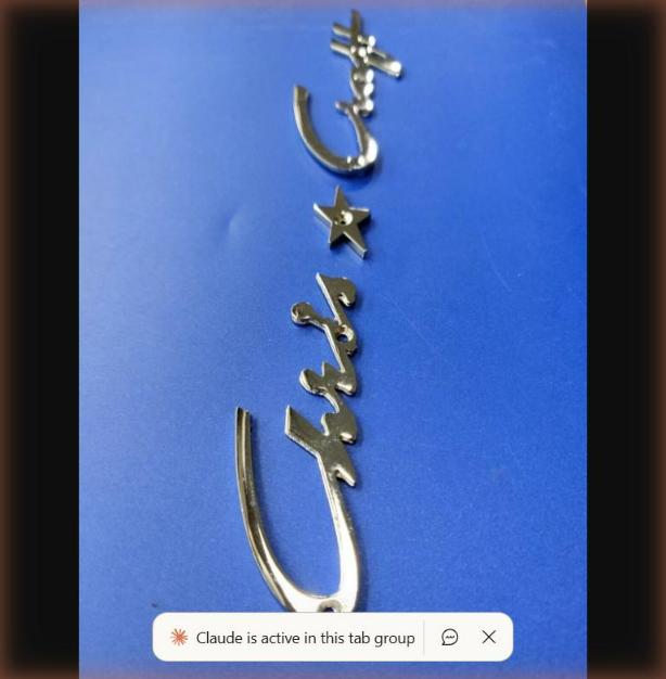 2 sets of Chris * Craft vintage chrome plated logo badge small version