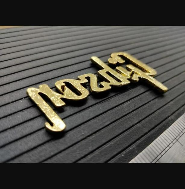 Flying V Headstock Guitar 3D Raised Logo Metallic Real Gold NO USA CUSTOMS FEES.