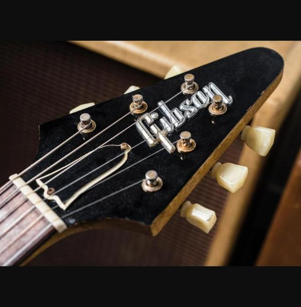 Flying V Headstock Guitar 3D Raised Logo Metal Real SILVER. NO USA CUSTOMS FEES