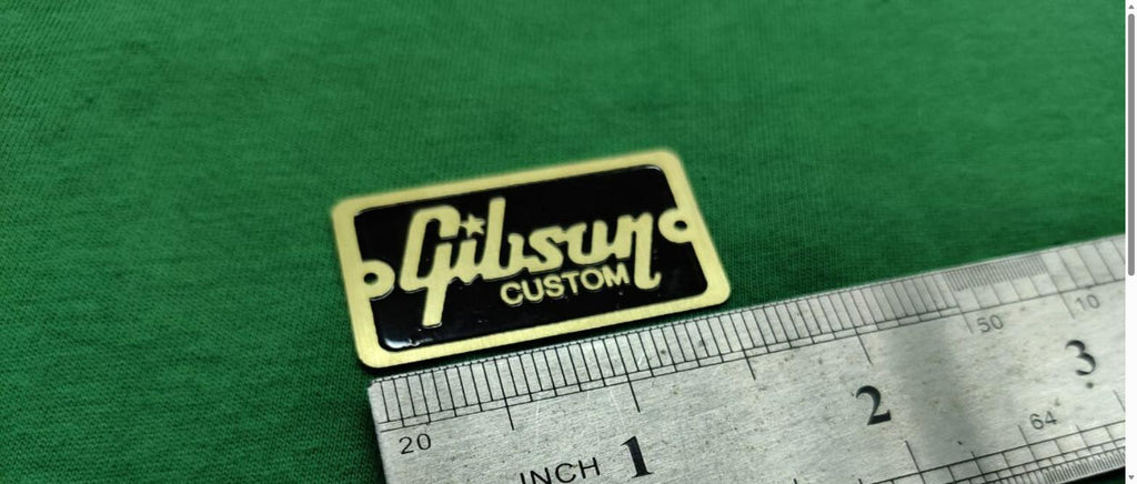 2 pcs Case Plate Logo for Gibson Custom Hardcase Acid Etched Brass and Painted in Dark Brown