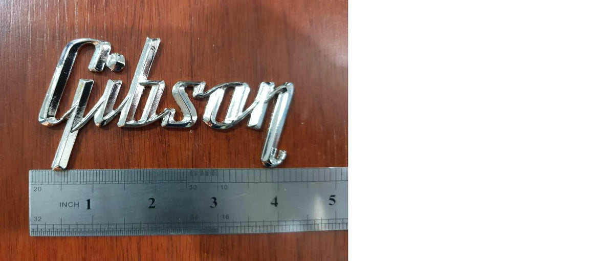 Gibson GA-5 / GA-10 / GA-20 Amp 3D Raised Letters Real Silver Bath Logo Badge with Black Plate (Big Version) 4"