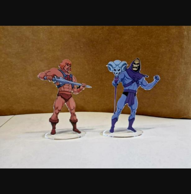 He-Man and Skeletor MOTU Filmation figures clear plexi They look incredibly real