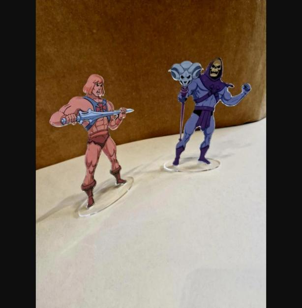 He-Man and Skeletor MOTU Filmation figures clear plexi They look incredibly real