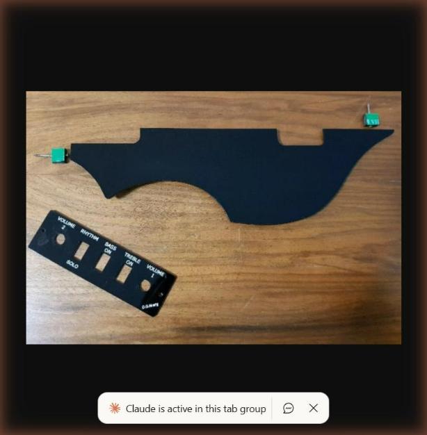 Custom black pickguard and control panel set for Hofner 500/1 Violin Bass - DIY