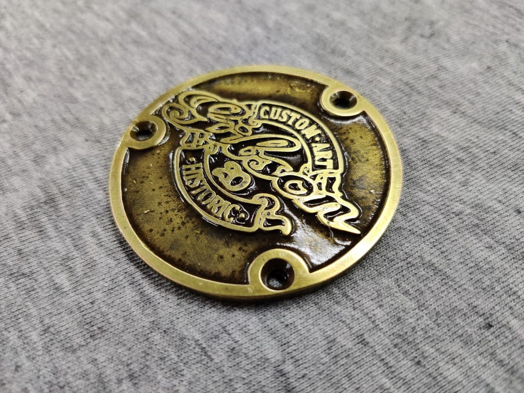 Gibson Custom Art 20 Historic Back Switch Plate Badge Logo Metallic Vintage Bronze