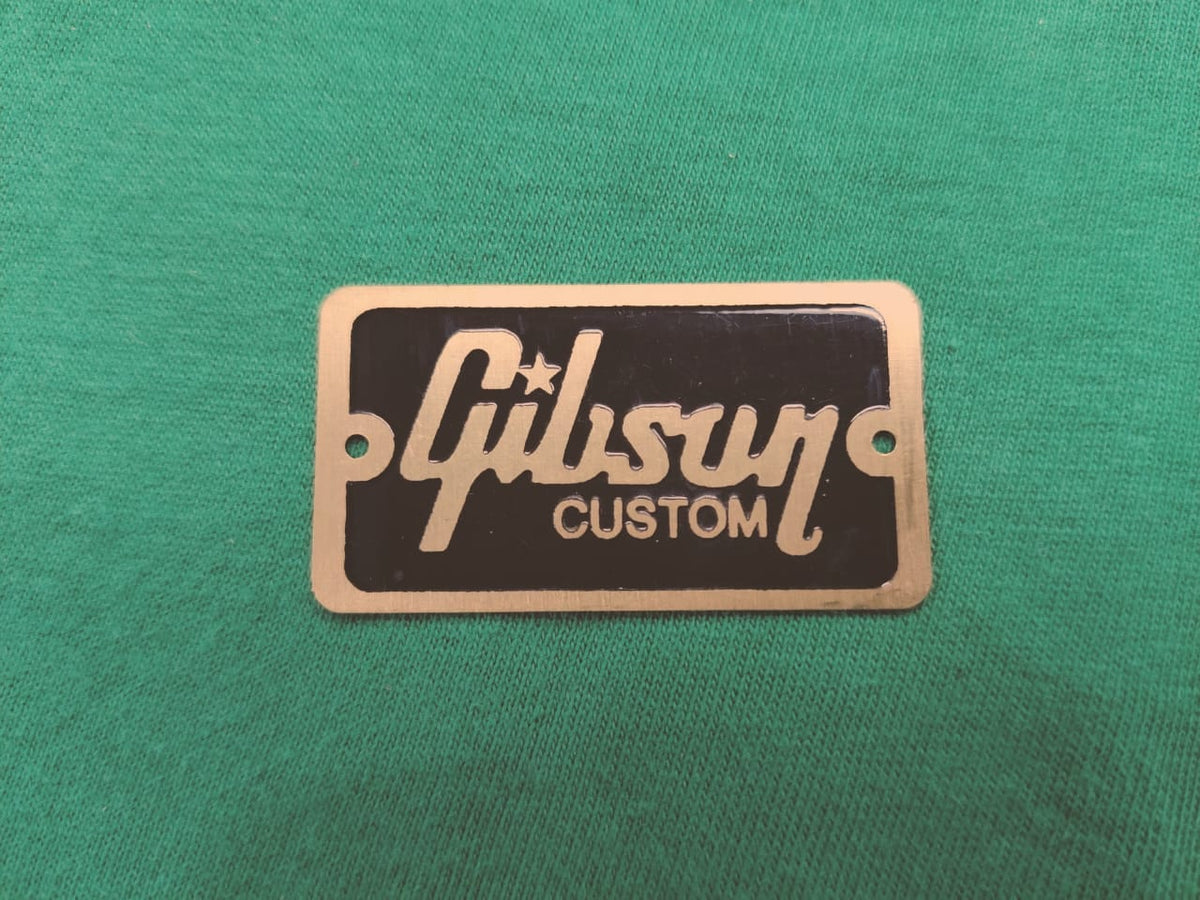 2 pcs Case Plate Logo for Gibson Custom Hardcase Acid Etched Brass and Painted in Dark Brown