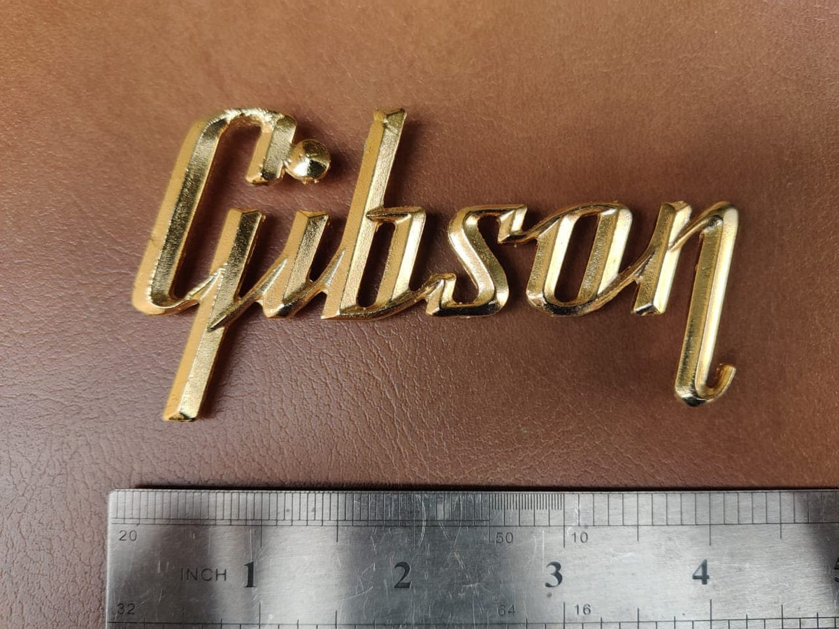 Gibson GA-5 / GA-10 / GA-20 Amp 3D Raised Letters Real Golden Bath Logo Badge (Big Version) 4"