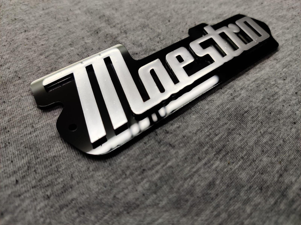 Gibson Maestro Amp 3D Raised Letters Black and Silver Logo Badge (Big Version) 4"