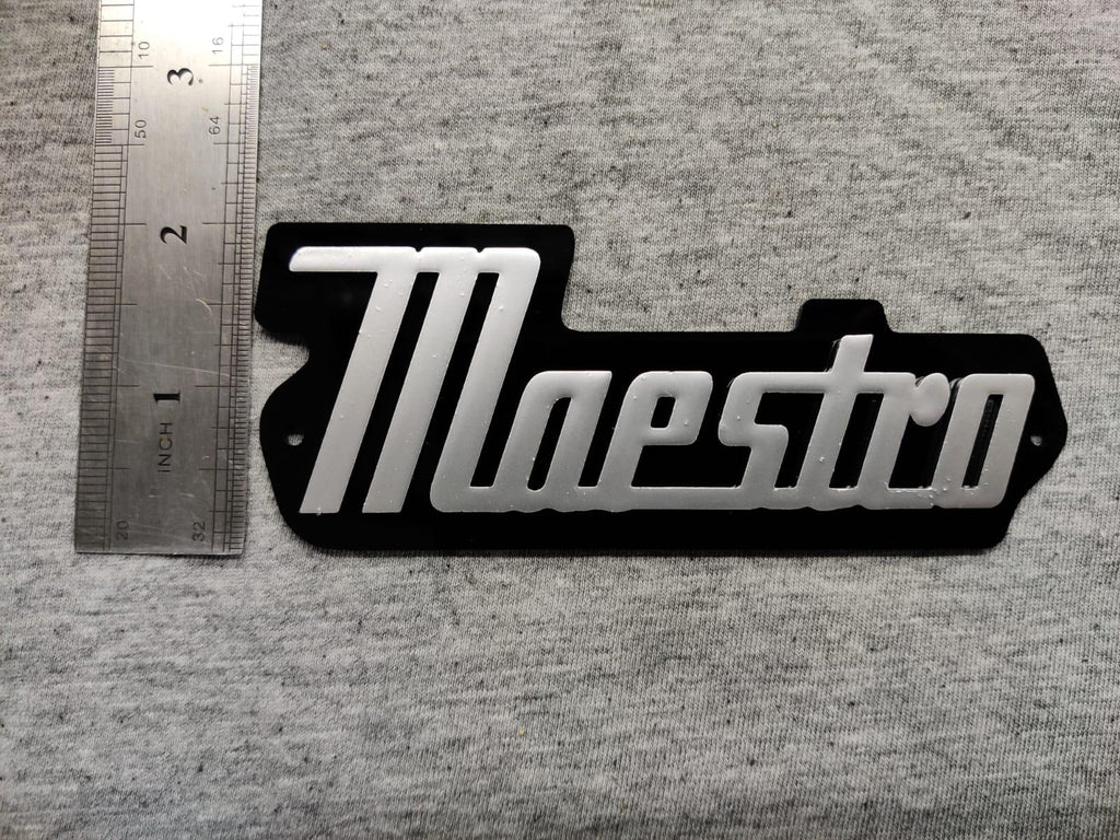 Gibson Maestro Amp 3D Raised Letters Black and Silver Logo Badge (Big Version) 4"