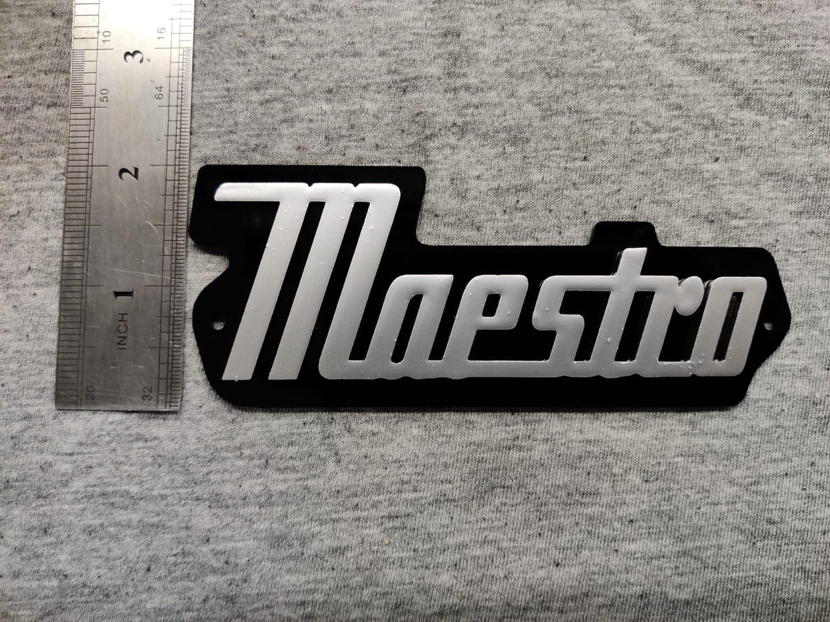 Gibson Maestro Amp 3D Raised Letters Black and Silver Logo Badge (Big Version) 4"