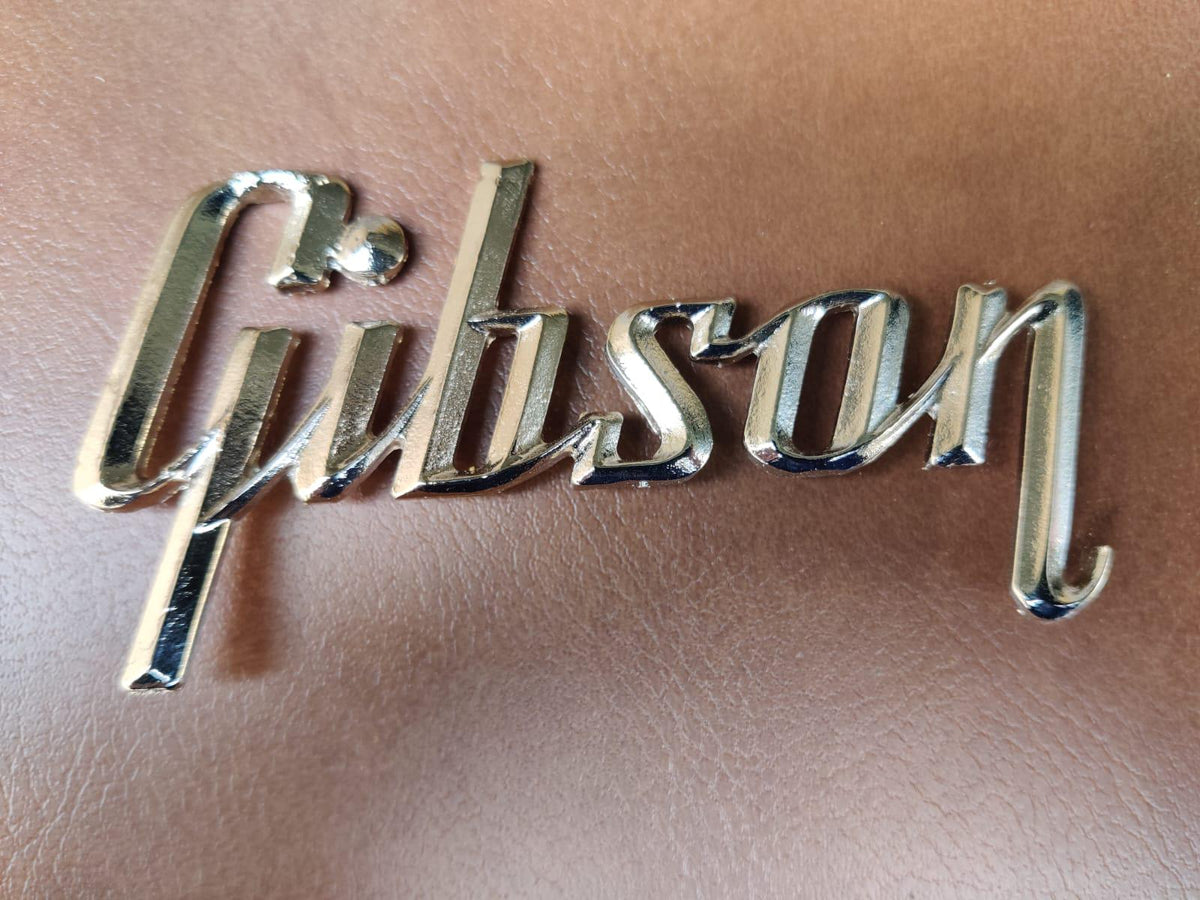 Gibson GA-5 / GA-10 / GA-20 Amp 3D Raised Letters Real Silver Bath Logo Badge (Big Version) 4"