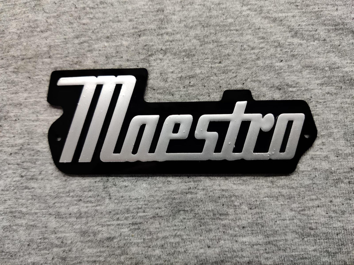 Gibson Maestro Amp 3D Raised Letters Black and Silver Logo Badge (Big Version) 4"