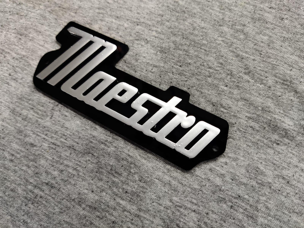 Gibson Maestro Amp 3D Raised Letters Black and Silver Logo Badge (Big Version) 4"