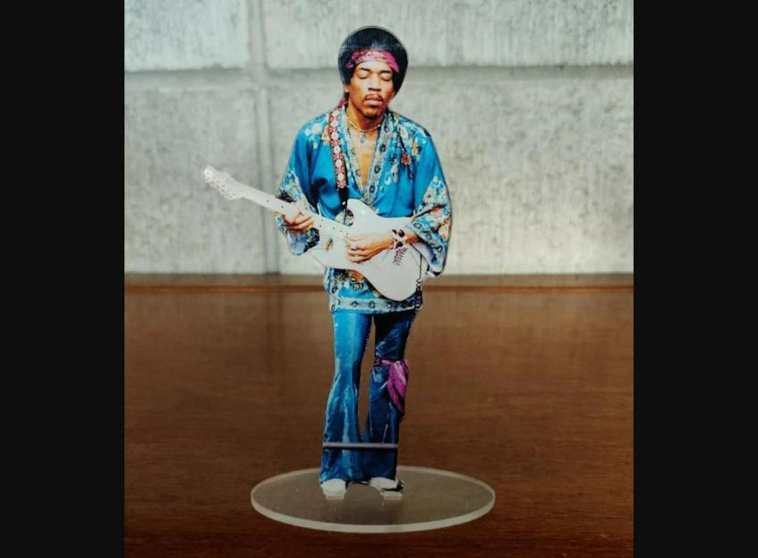Jimi Hendrix with fender standing figure cristal clear acrylic He looks so real!