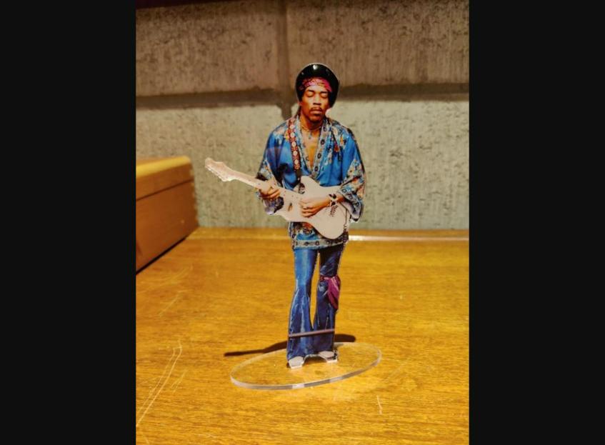 Jimi Hendrix with fender standing figure cristal clear acrylic He looks so real!
