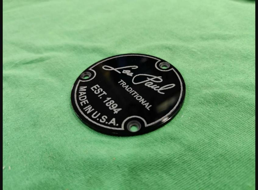Engraved Switch Back Plate cover for Epiphone or Gibson Les Paul Traditional