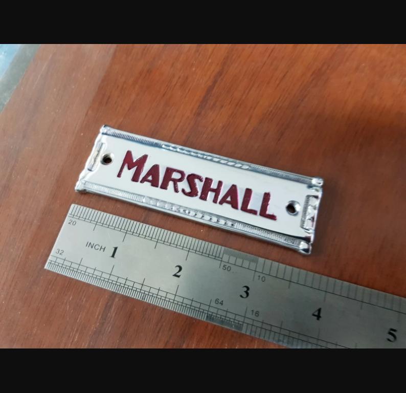 Marshall coffin emblem logo badge for vintage amp project or restoration.