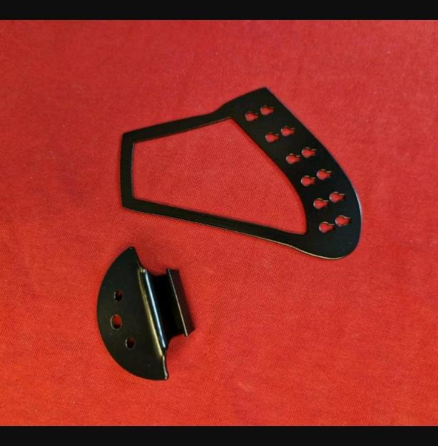 Black 12-string harp tailpiece + bracket to replace R tp for Rickenbacker guitar