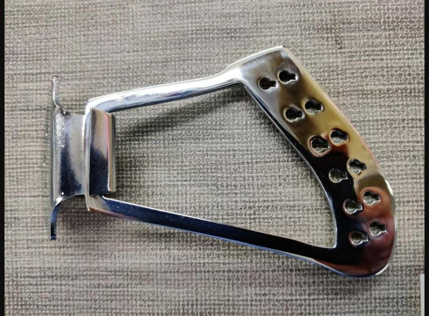 12-string harp tailpiece + bracket to replace R tp for Rickenbacker guitar.