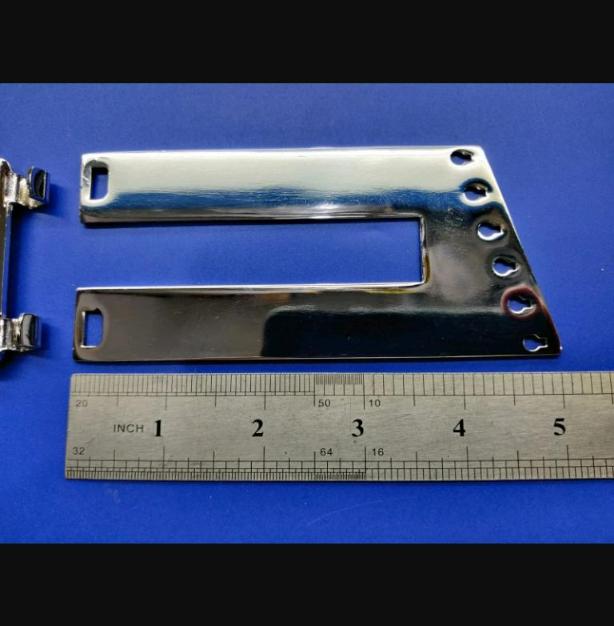Long 6-string chrome trapeze tailpiece + reinforced bracket for Rickenbacker.