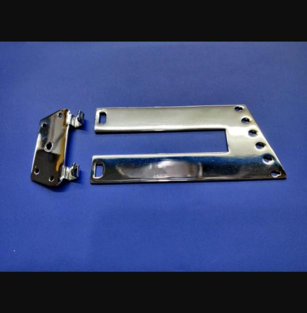 Long 6-string chrome trapeze tailpiece + reinforced bracket for Rickenbacker.