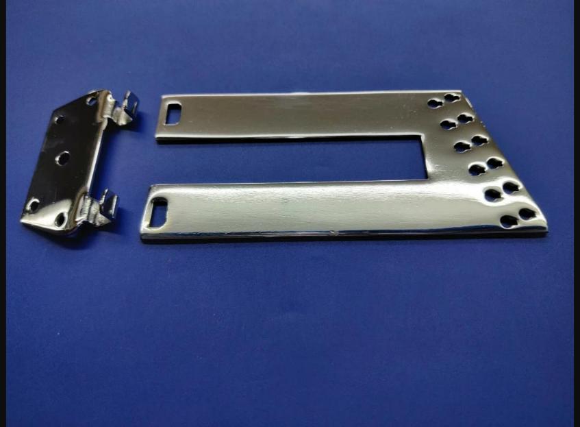 Long 12-string chrome trapeze tailpiece + reinforced bracket for Rickenbacker.
