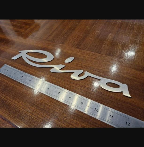 Riva vintage boat stainless steel 12" logo badge project/restoration