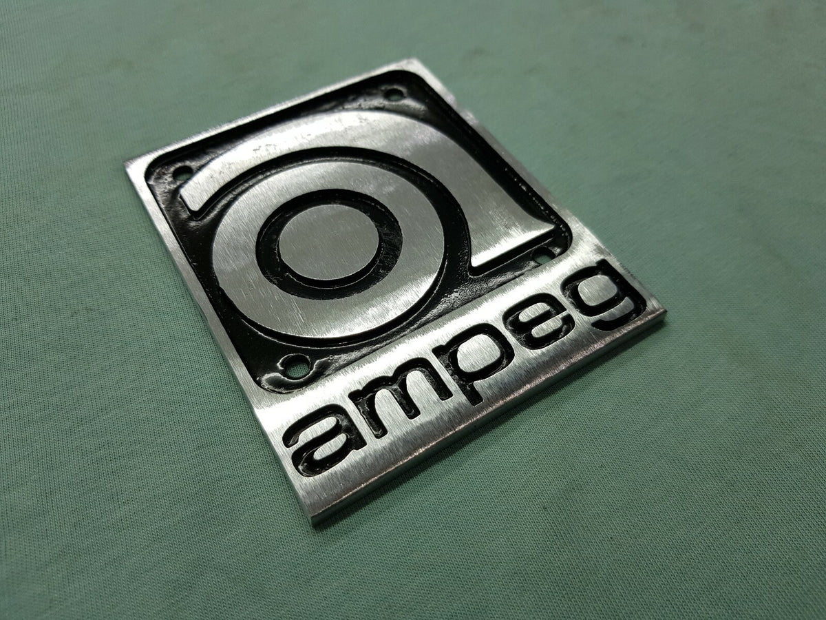 Ampeg vintage emblem logo badge for amp project or restoration METAL