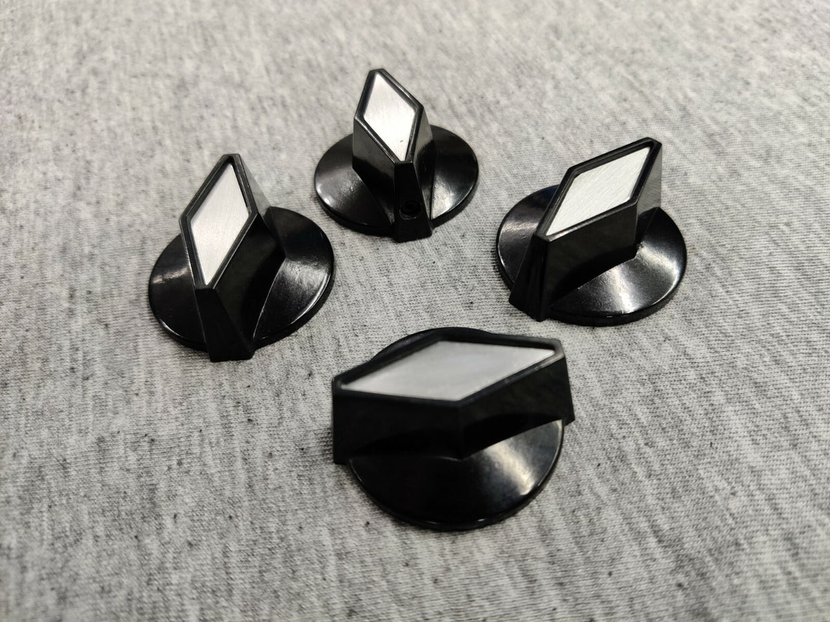 4 set black/silver tv cooker knobs John Lennon Rickenbacker NO USA CUSTOMS FEES