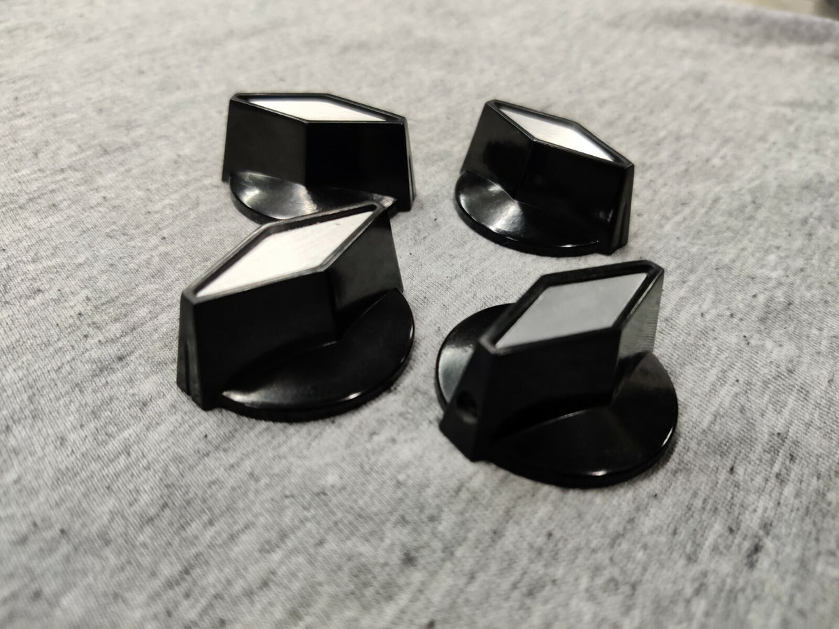 4 set black/silver tv cooker knobs John Lennon Rickenbacker NO USA CUSTOMS FEES