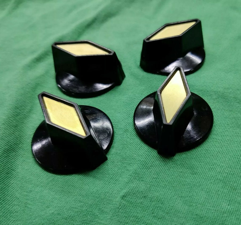 Set of 4 tv cooker black knobs John Lennon for Rickenbacker NO USA CUSTOMS FEES