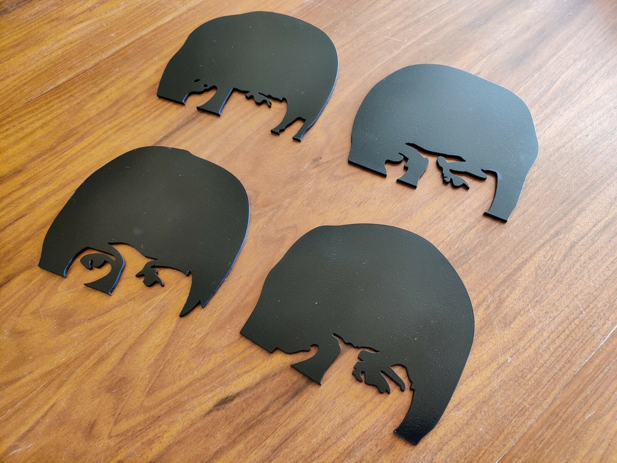 The Beatles wood Painted in black Wall Art - Hangings - Set of 4 heads shadows