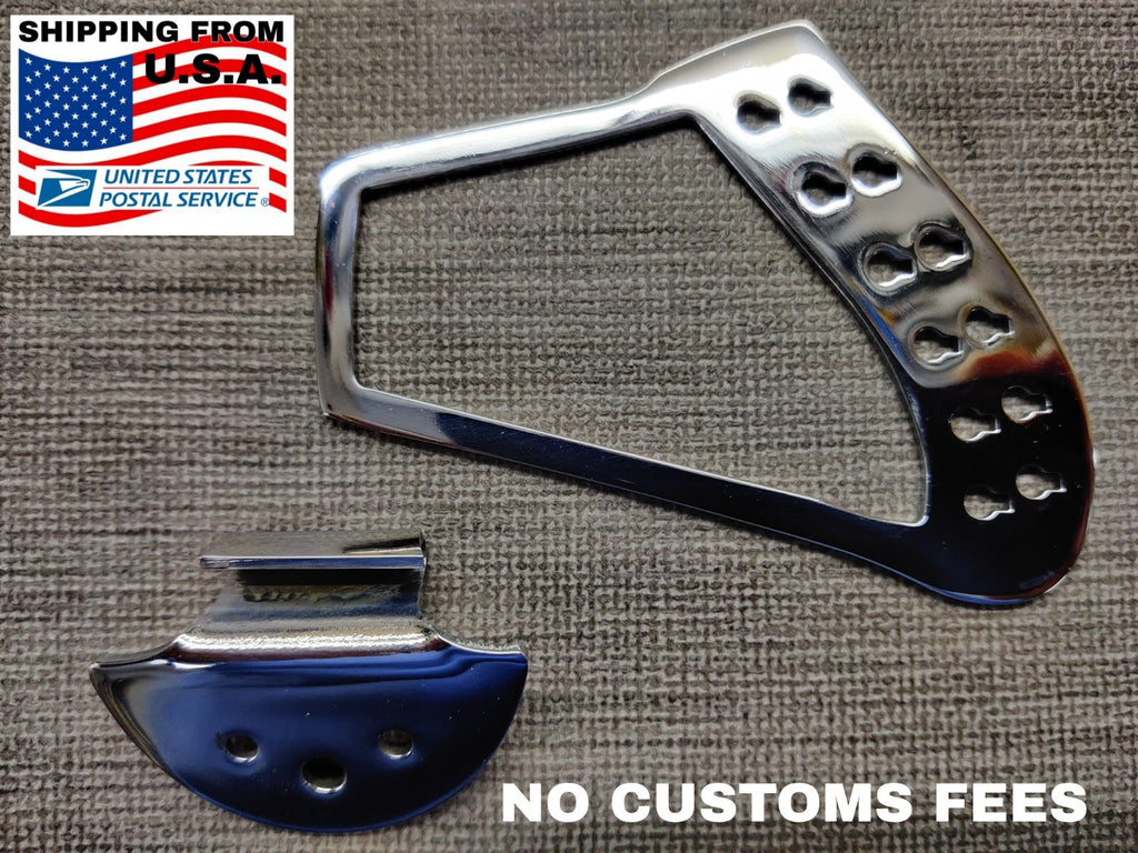 12-string harp tailpiece + bracket to replace R tp for Rickenbacker guitar.
