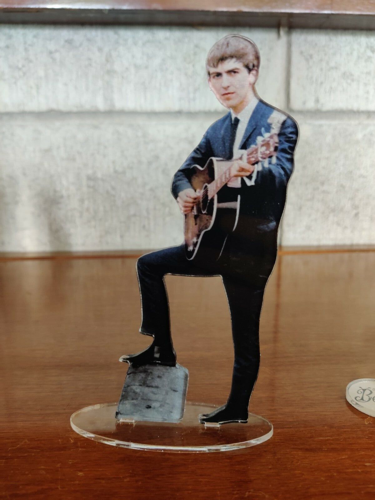 The Beatles First Era figures clear plexi + color picture. NO USA CUSTOMS FEES.