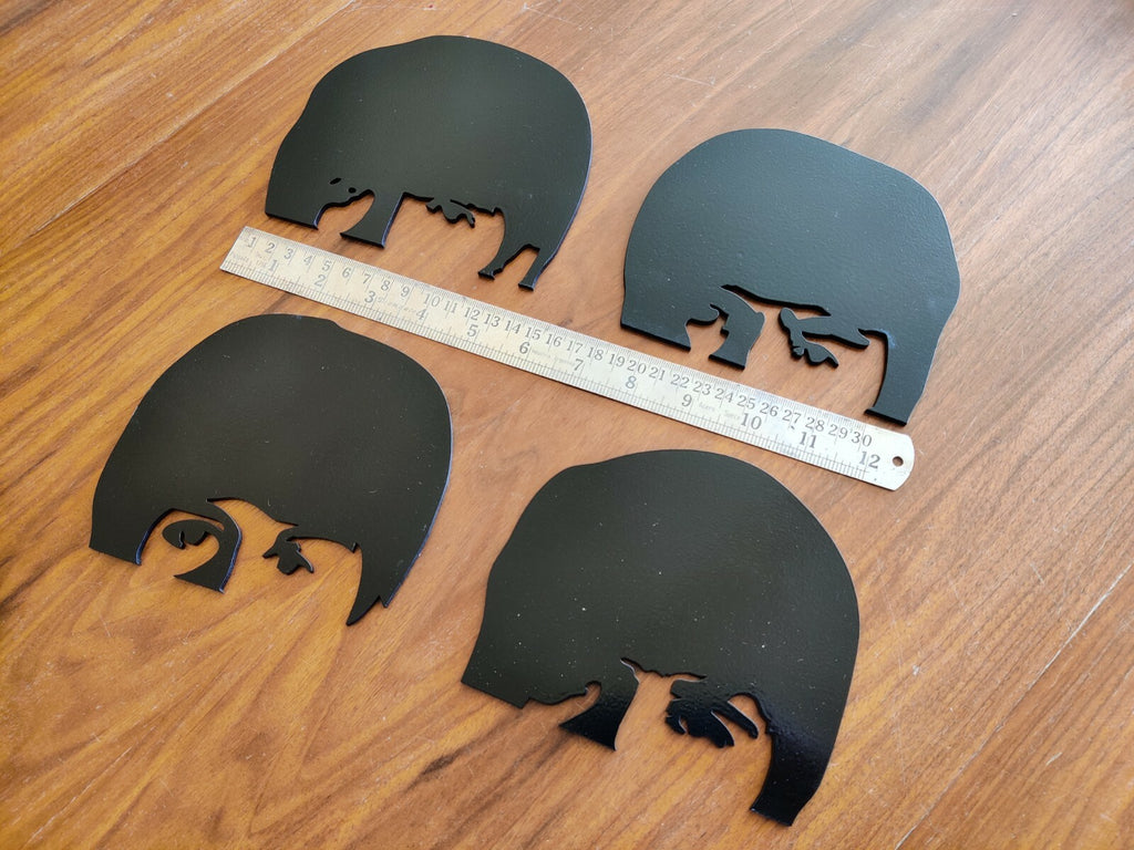 The Beatles wood Painted in black Wall Art - Hangings - Set of 4 heads shadows