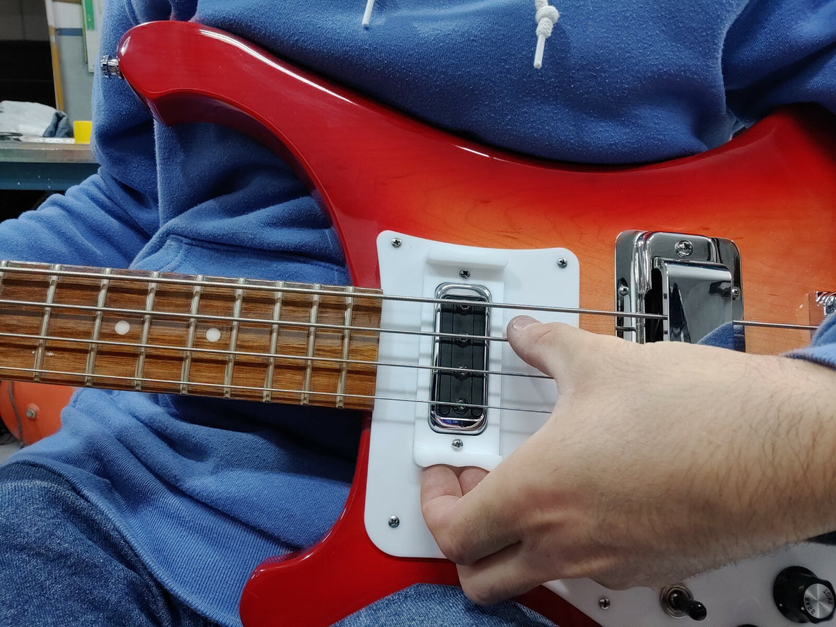 2 position white thumbrest for Rickenbacker 4001, 4003 all bass Models. No mods.