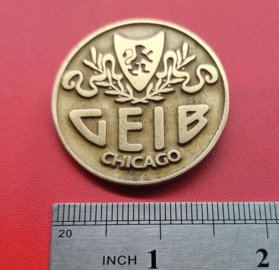 GEIB Chicago plate logo badge for guitar or mandolin case.