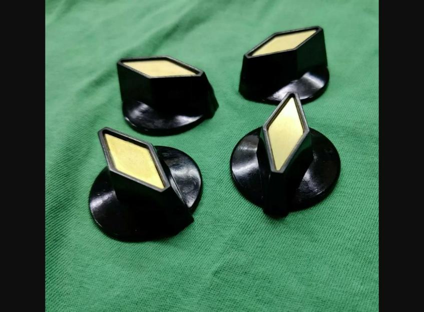 Set of 4 tv cooker black knobs John Lennon for Rickenbacker NO USA CUSTOMS FEES