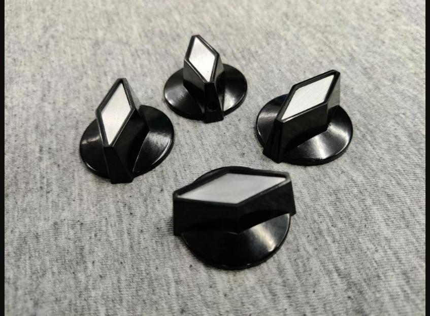 4 set black/silver tv cooker knobs John Lennon Rickenbacker NO USA CUSTOMS FEES