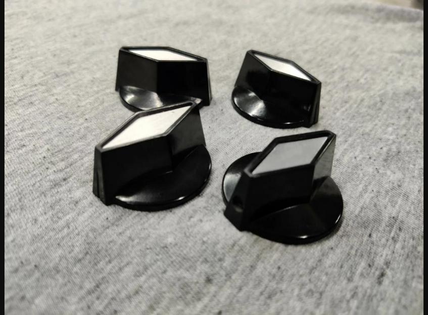 4 set black/silver tv cooker knobs John Lennon Rickenbacker NO USA CUSTOMS FEES
